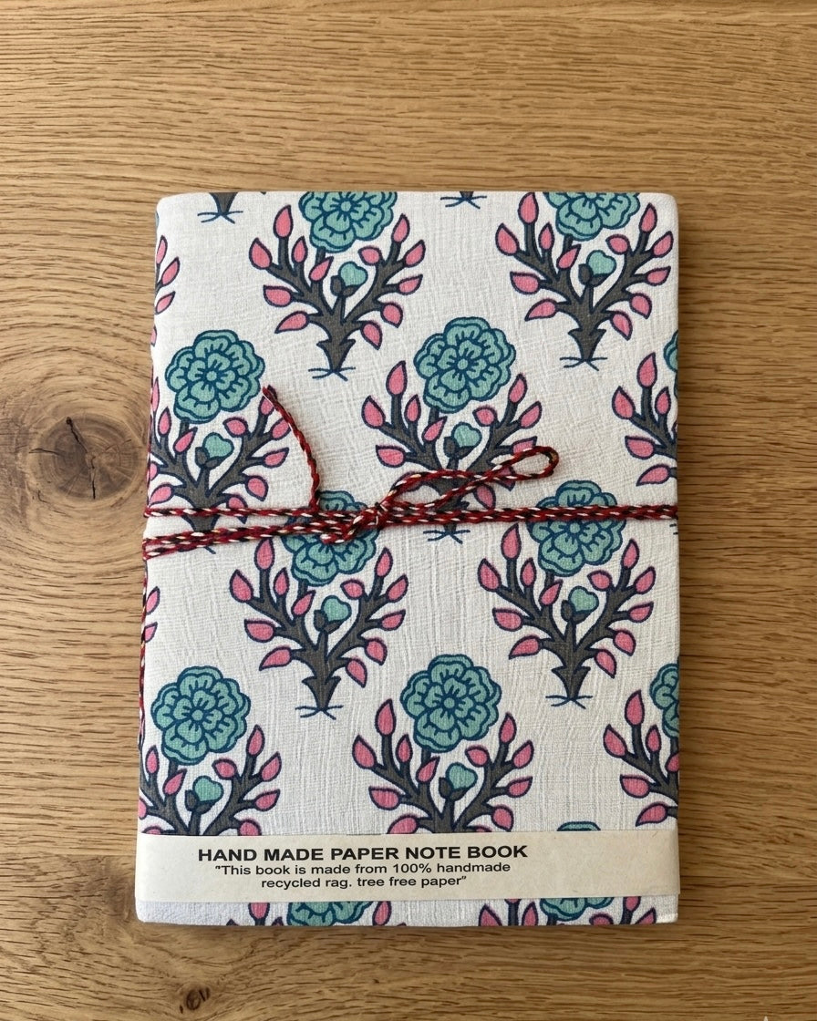 Green pink floral – Handcrafted Journal