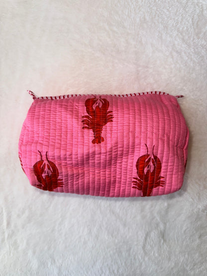Pink lobster – Quilted Utility Pouch