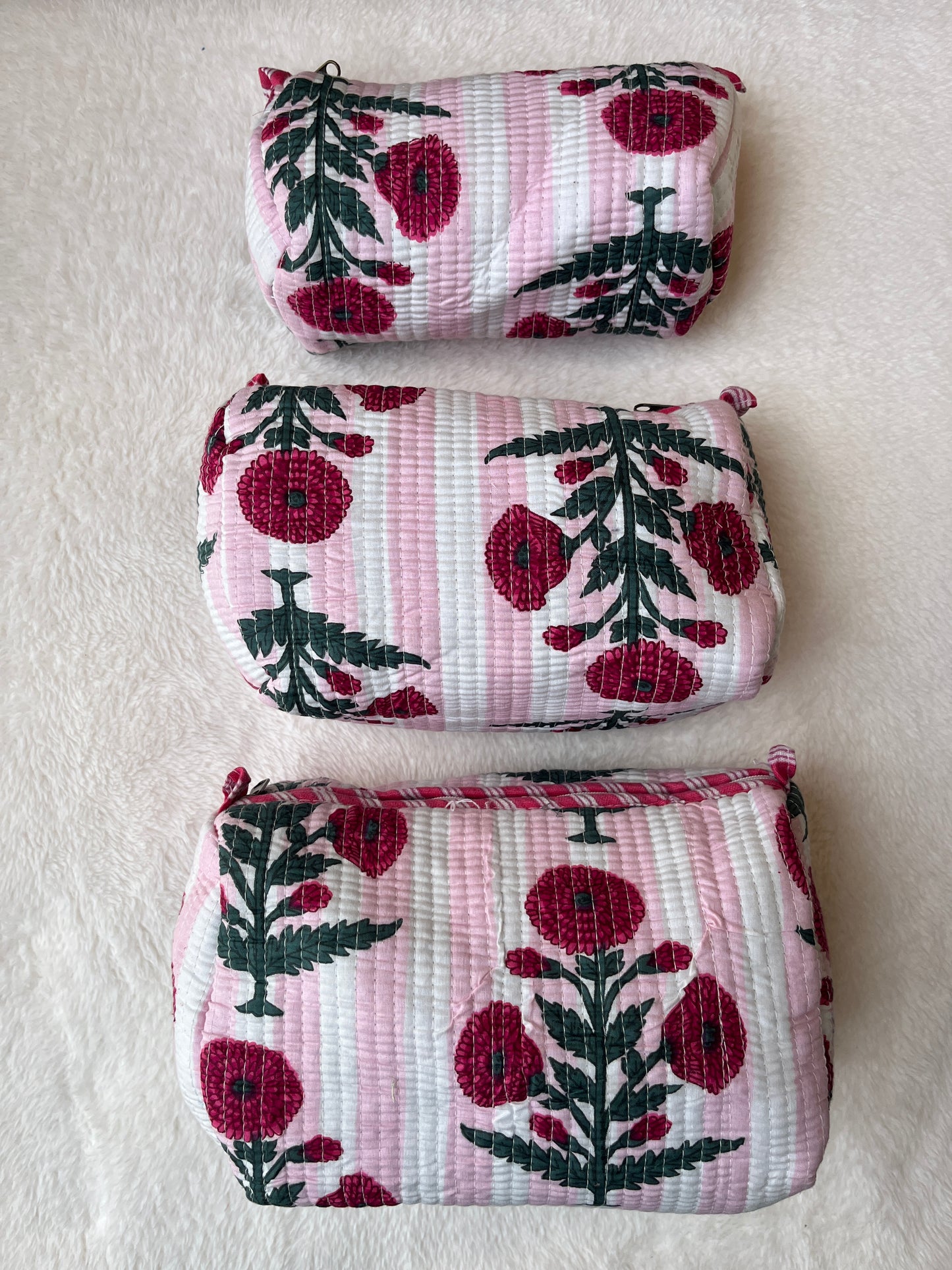 Pink floral – Utility Pouch Pack of 3