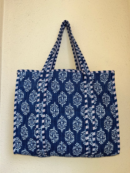 Blue Floral-2 – Tote & 3 Pouch Set