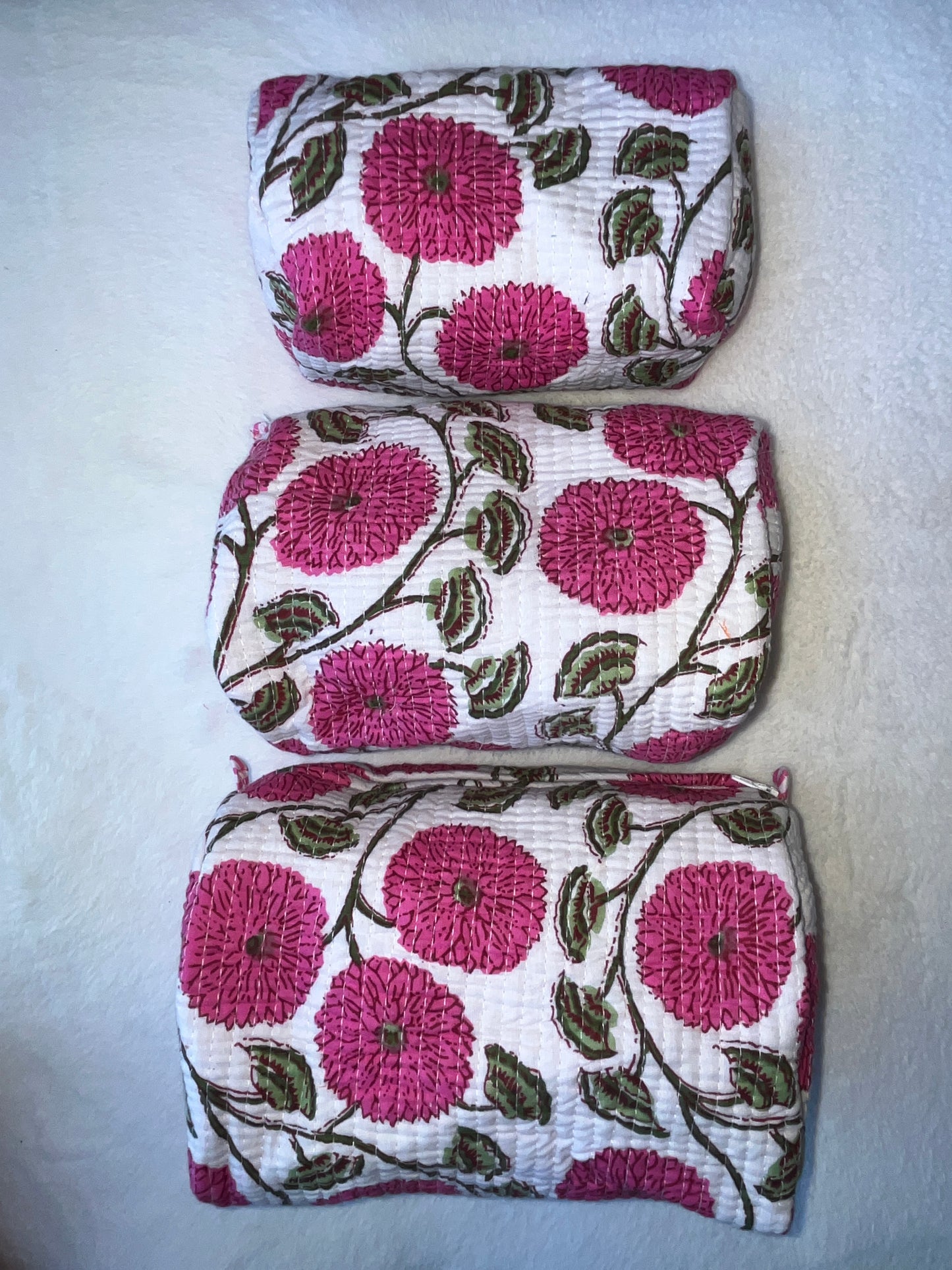 White Floral-1 – Utility Pouch Pack of 3