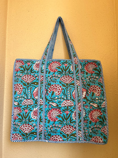Turquoise Blue Bloom – Wander Tote Bag 18x18