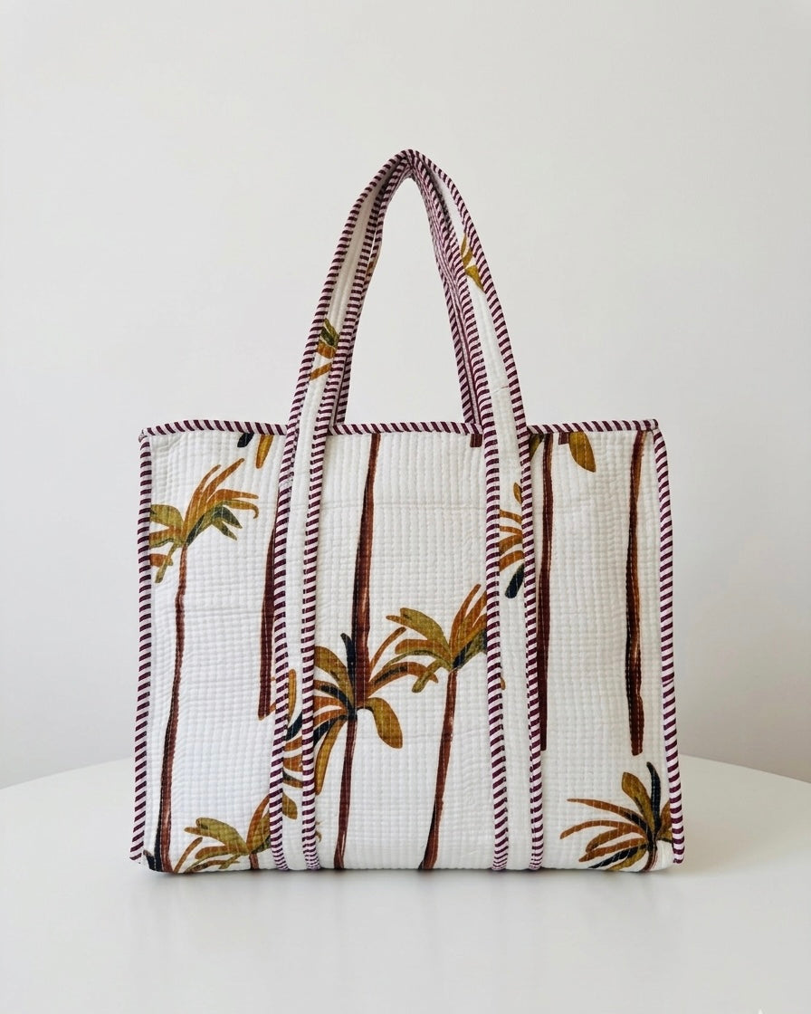 Ivory White Palm – Muse Tote Bag 16X16