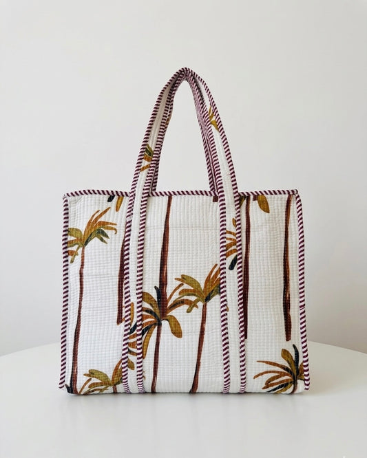 Ivory White Palm – Muse Tote Bag 16X16