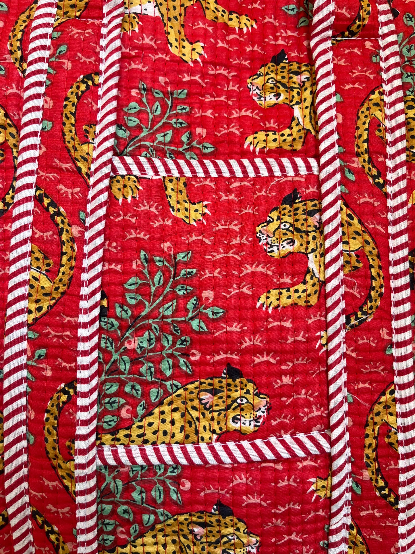 Red leopard – Quilted Mini Tote Bag 12X12