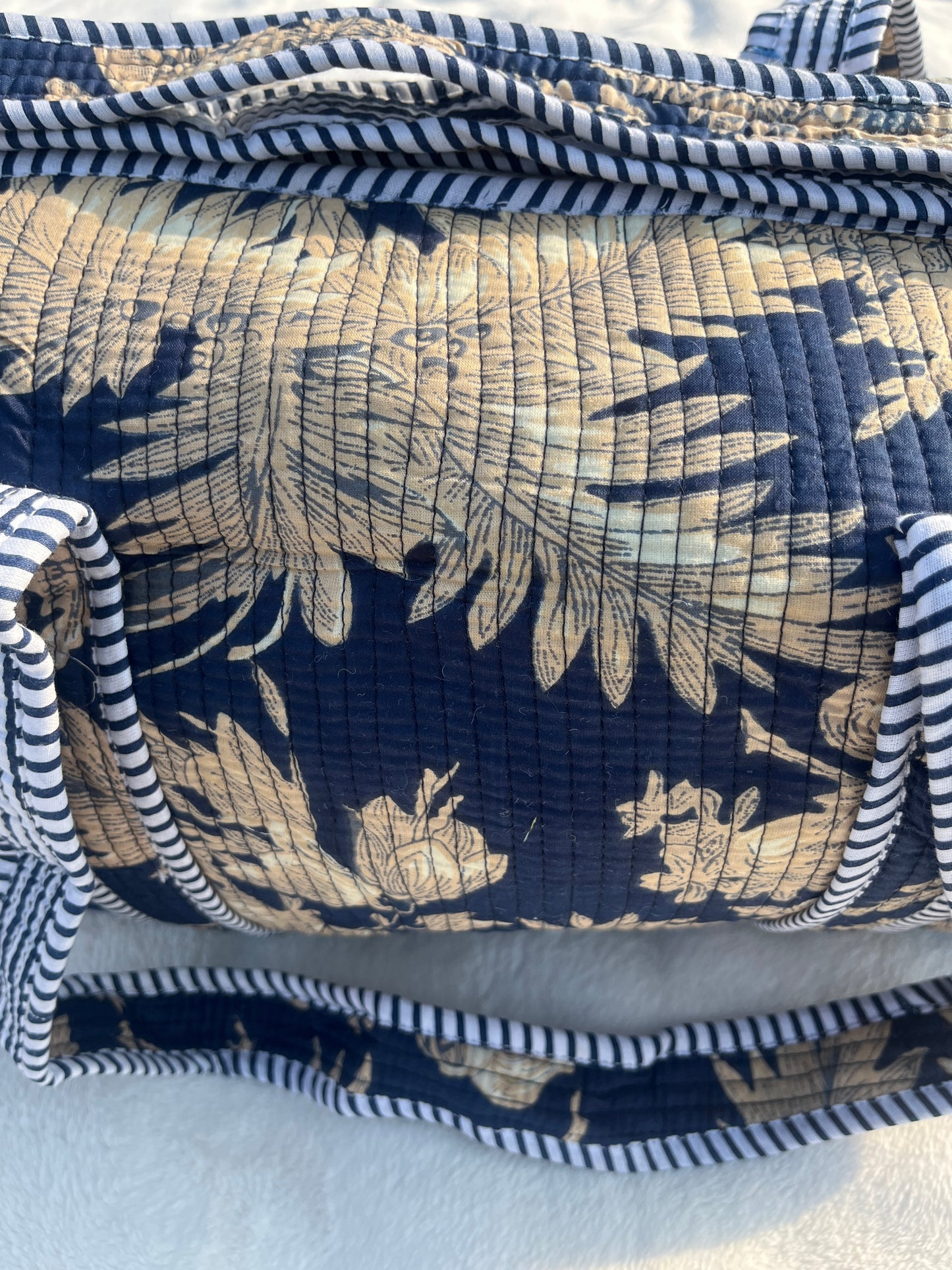 Navy blue - 1 Quilted Cotton Duffle Bag – Lightweight Travel Weekender