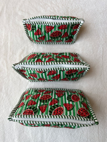 Green Watermelon Pyramid – Utility Pouch Pack of 3