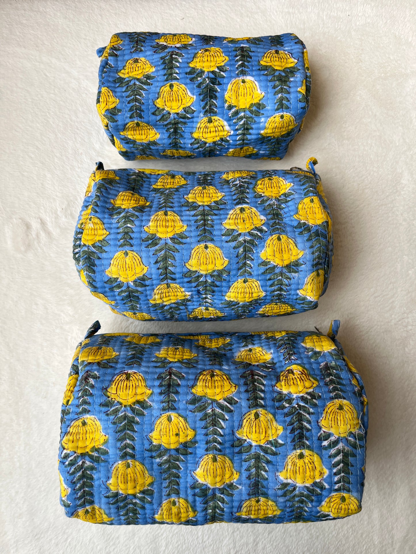 Blue Yellow Floral – Utility Pouch Pack of 3