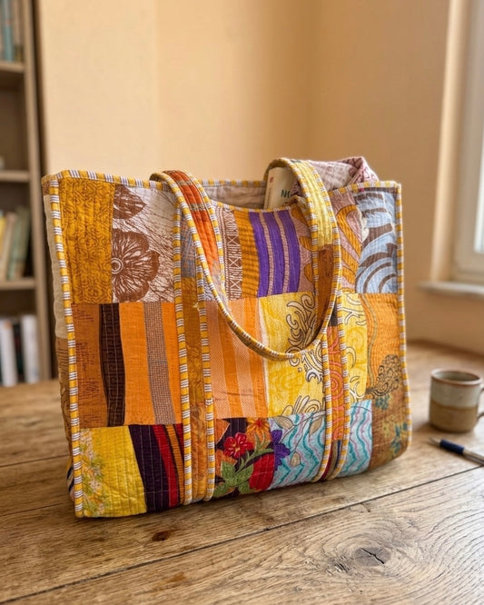 Yellow Saffron Luxe – Wander Reversible Tote  18x18