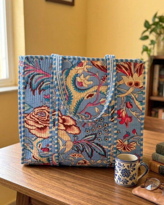 Blue Floral -12 – Wander Tote Bag 18x18