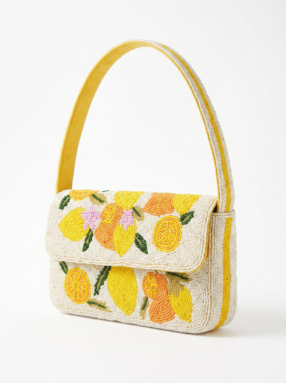 Handcrafted Luxury Beaded  Citrus Crush Shoulder Bag