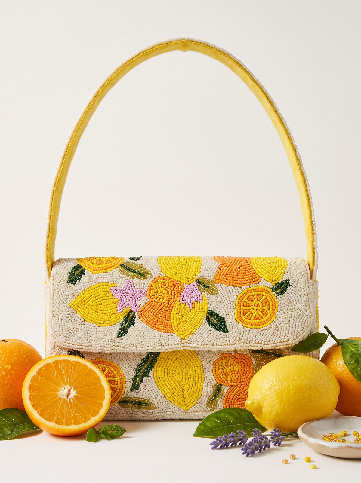 Handcrafted Luxury Beaded  Citrus Crush Shoulder Bag