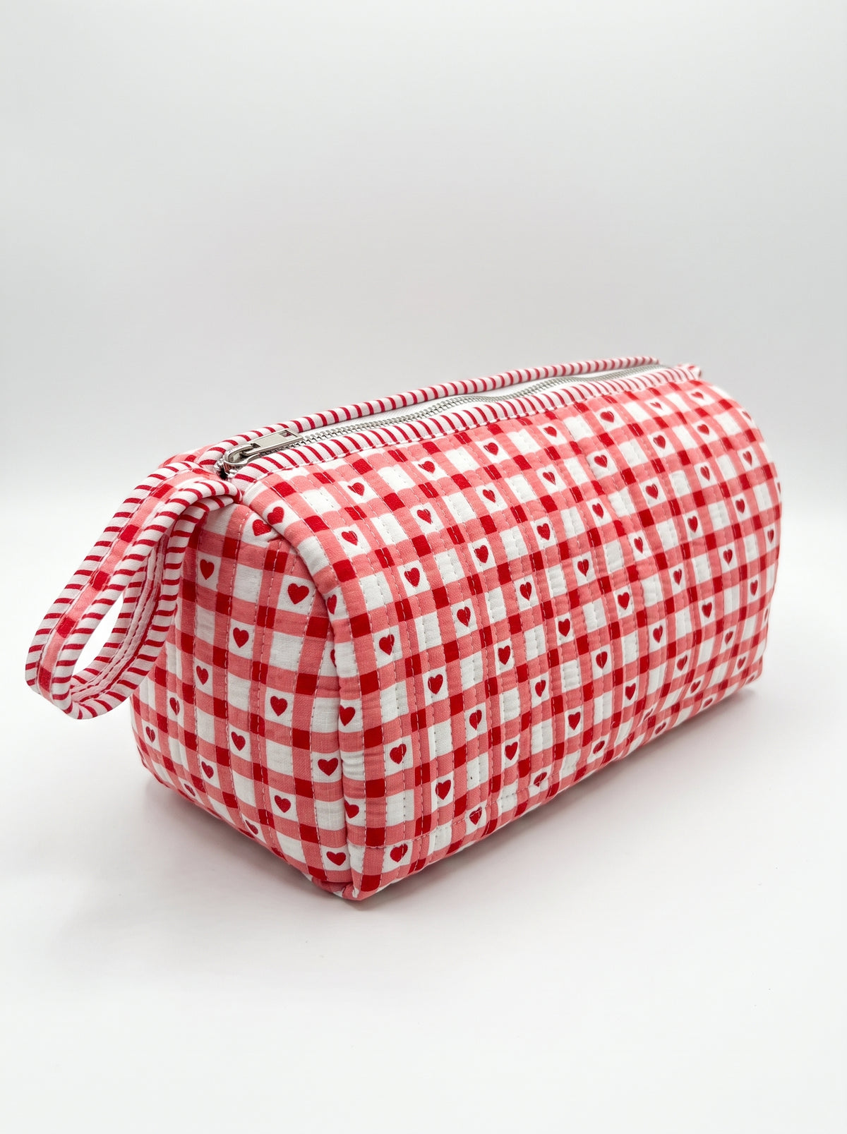Cute Red checkered Heart– Hair Styler Travel bag