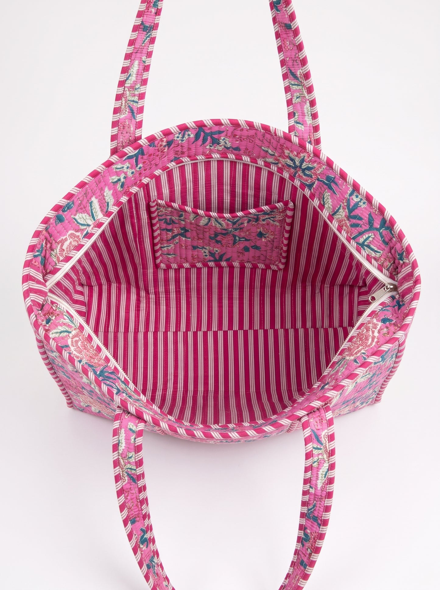 Pink Bloom Riot -  Tote & 3 Pouch Set 19X15