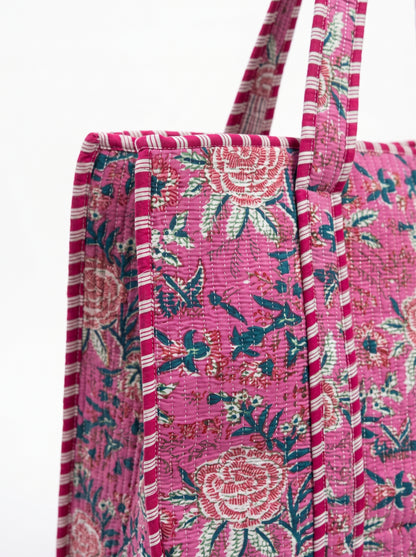 Pink Bloom Riot -  Tote & 3 Pouch Set 19X15