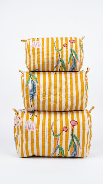 Yellow onion Stripe -  Utility Pouch Pack of 3