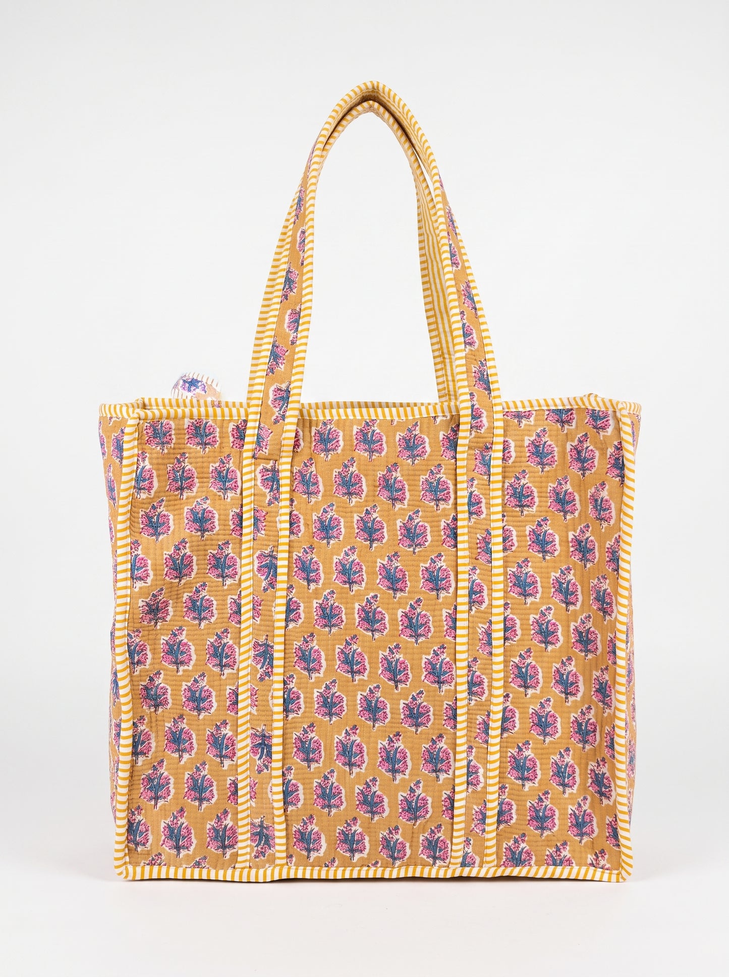 Cute Yellow Mini Pink Floral – Wander Tote Bag 18x18