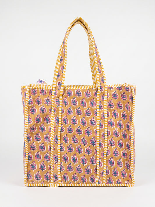 Cute Yellow Mini Pink Floral – Wander Tote Bag 18x18