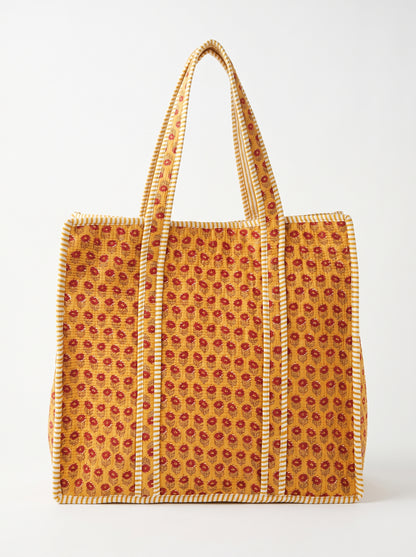 Cute Yellow Mini Red Floral – Wander Tote Bag 18x18