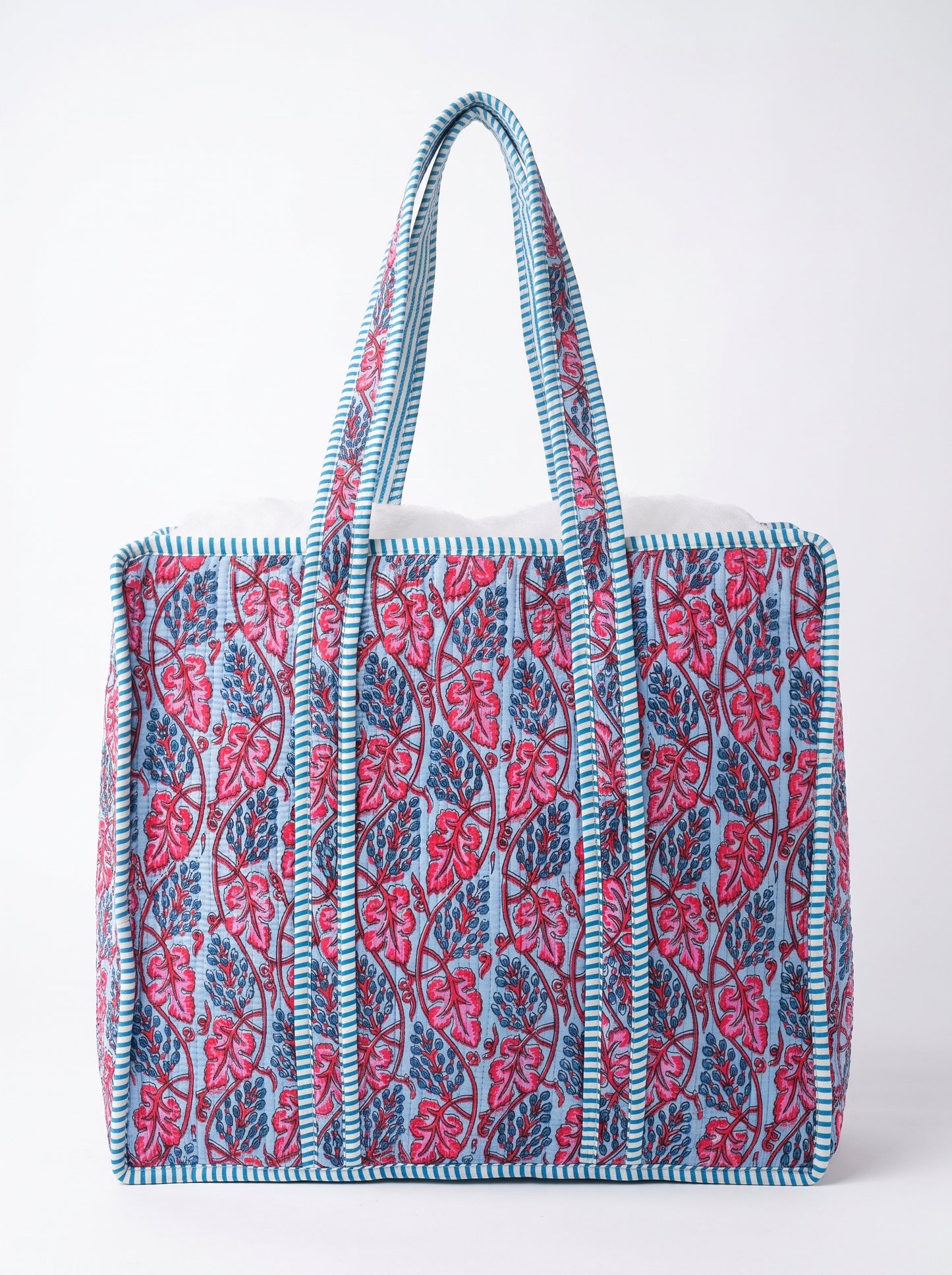 Blue Pink floral Vinery  – Wander Tote Bag 18x18