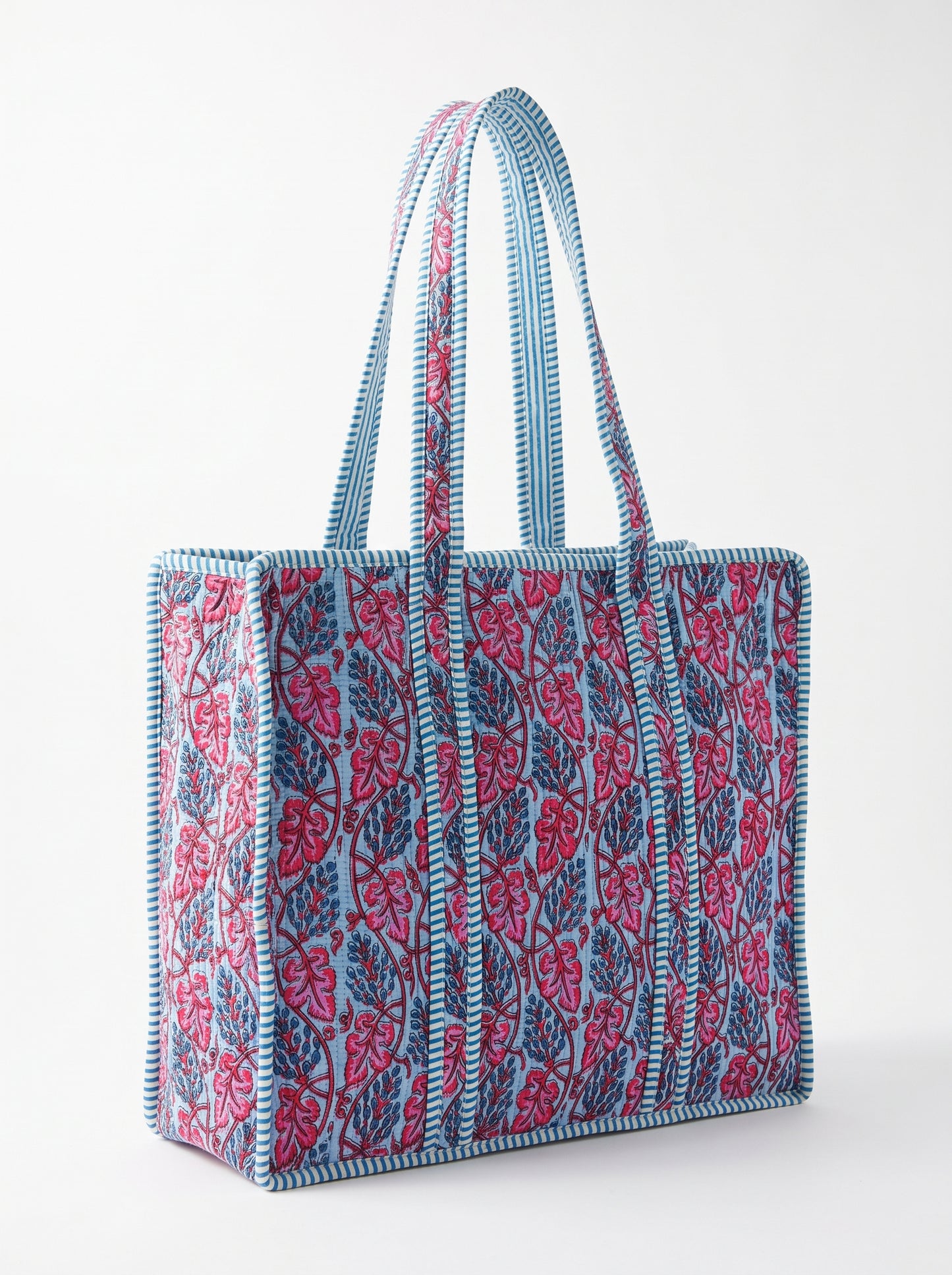Blue Pink floral Vinery  – Wander Tote Bag 18x18