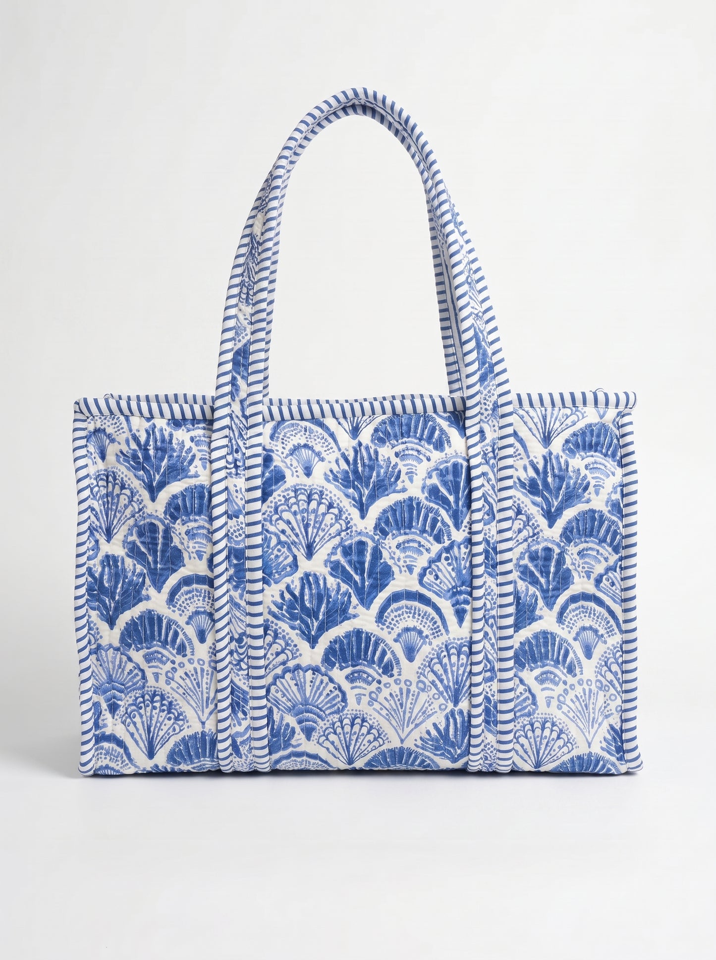 Blue Shell Quilted Mini Tote Bag 10X14