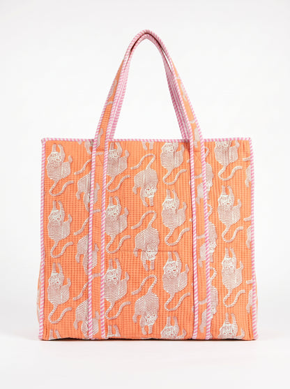 Apricot Royal Tiger – Wander Tote Bag 18x18– Wander Tote Bag 18x18