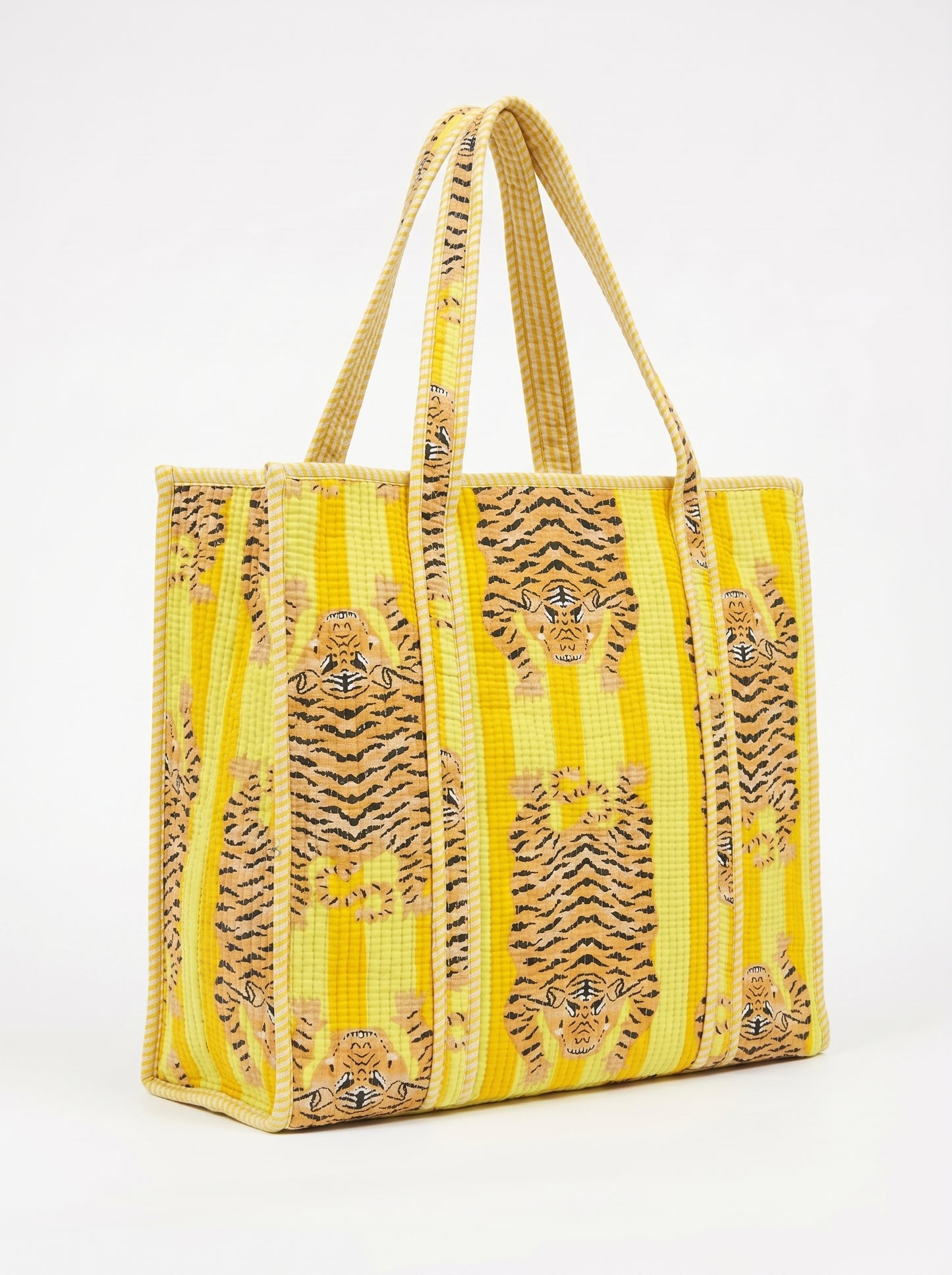 Yellow Stripes Tiger Tibetan  – Wander Tote Bag 18x18