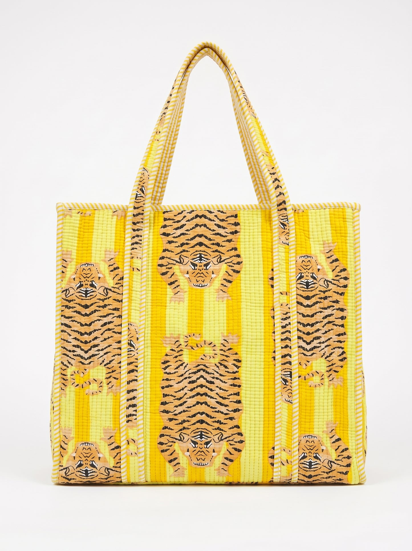 Yellow Stripes Tiger Tibetan  – Wander Tote Bag 18x18