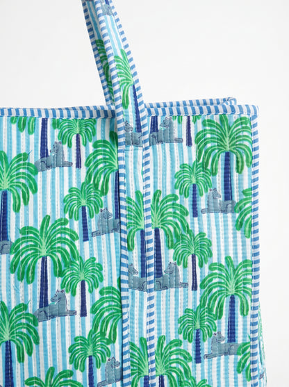 Mint Palm Tree Stripes – Wander Tote Bag 18x18