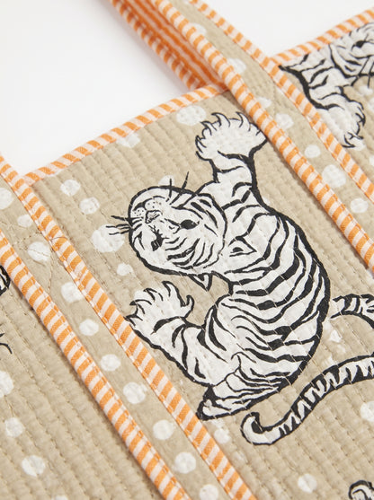 Playful Beige Tiger – Wander Tote Bag 18x18