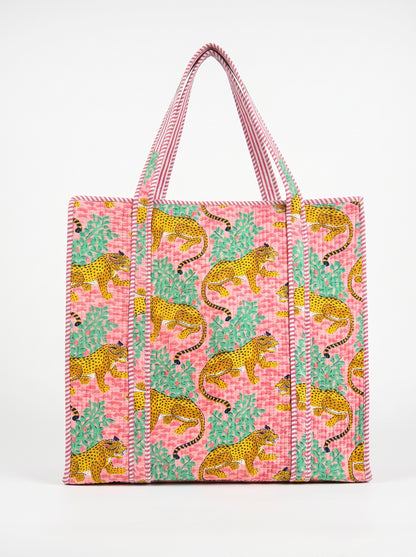 Pink & Blue Leopard – Wander Tote Bag 18x18