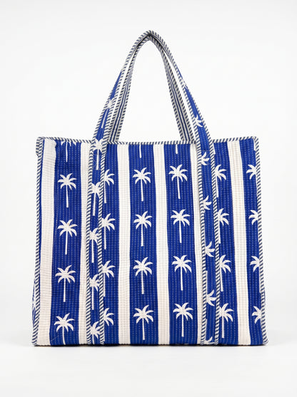 Blue Stripes Palm – Wander Tote Bag 18x18