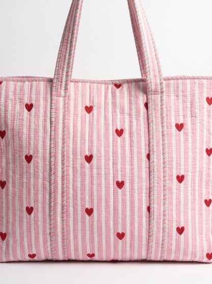Pink Heart Riot - Tote & 3 Pouch Set 19X15