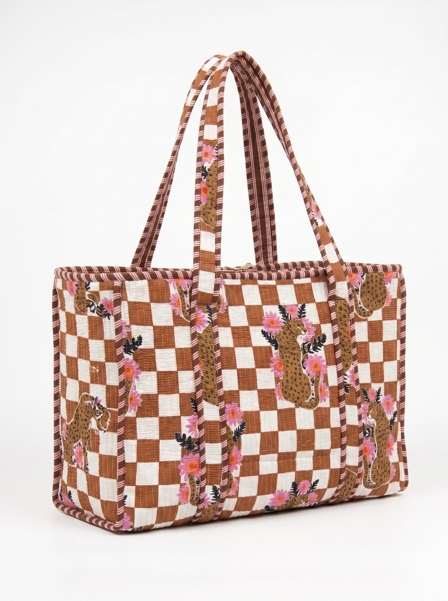 Brown Checkmate Princess Tiger - Tote & 3 Pouch Set 19X15