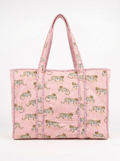 Mini Pink Tiger Riot -  Tote & 3 Pouch Set 19X15