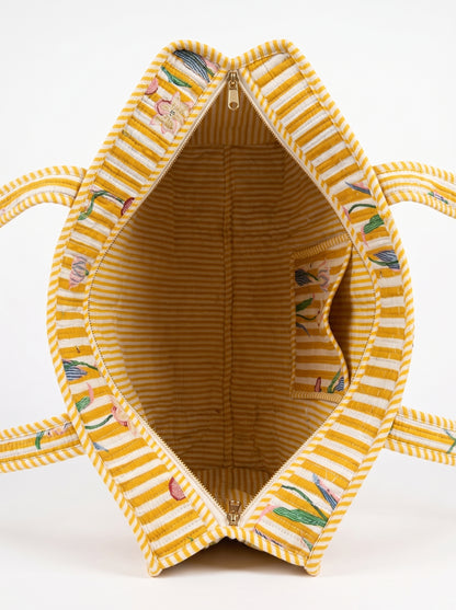 Yellow onion Stripe - Tote Bag 19X15