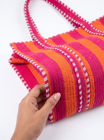 Orange Stripes - Tote & 3 Pouch Set 19X15