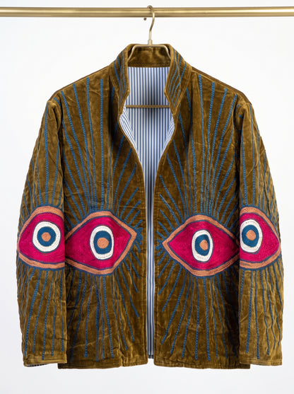 Women's 2012 Suzani Reversible Velvet Jacket – Artistic Embroidered Statement Jacket