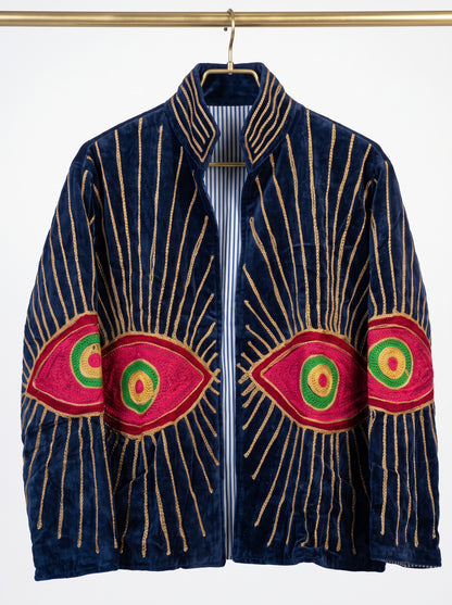 Women's 2009 Suzani Reversible Velvet Jacket – Artistic Embroidered Statement Jacket
