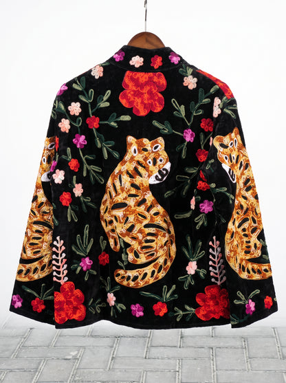 Women's 2004 Suzani Reversible Velvet Jacket – Artistic Embroidered Statement Jacket