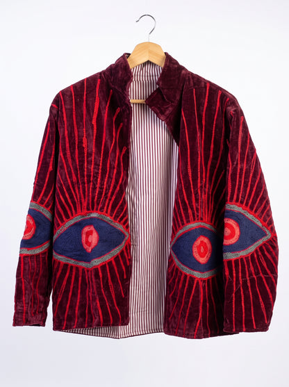 Women's 2010 Suzani Reversible Velvet Jacket – Artistic Embroidered Statement Jacket