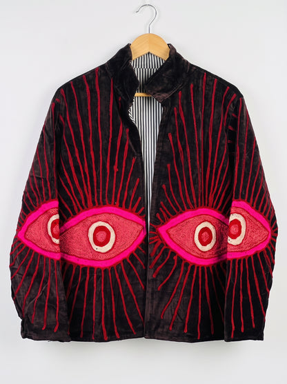 Women's 2007 Suzani Reversible Velvet Jacket – Artistic Embroidered Statement Jacket