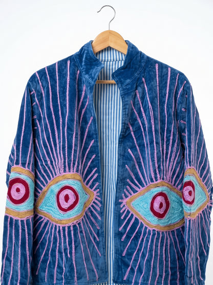 Women's 2014 Suzani Reversible Velvet Jacket – Artistic Embroidered Statement Jacket
