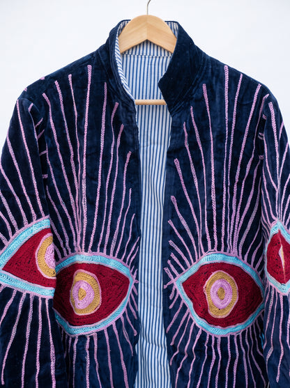 Women's 2013 Suzani Reversible Velvet Jacket – Artistic Embroidered Statement Jacket