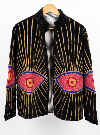 Women's 2001 Suzani Reversible Velvet Jacket – Artistic Embroidered Statement Jacket
