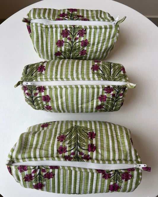 Green floral – Utility Pouch Pack of 3