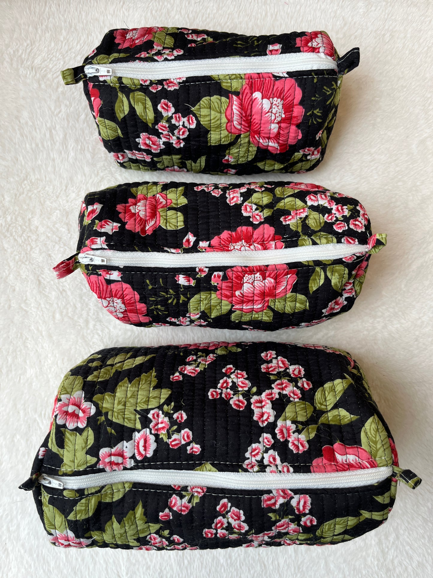 Black Floral-1  – Utility Pouch Pack of 3