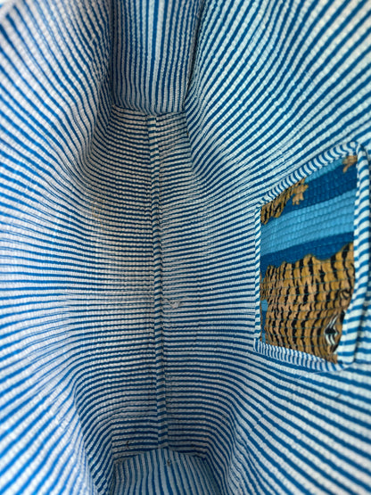 Blue Stripes Tibetan Tiger – Wander Tote Bag 18x18