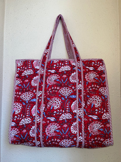 Crimson Red Bloom – Wander Tote Bag 18x18